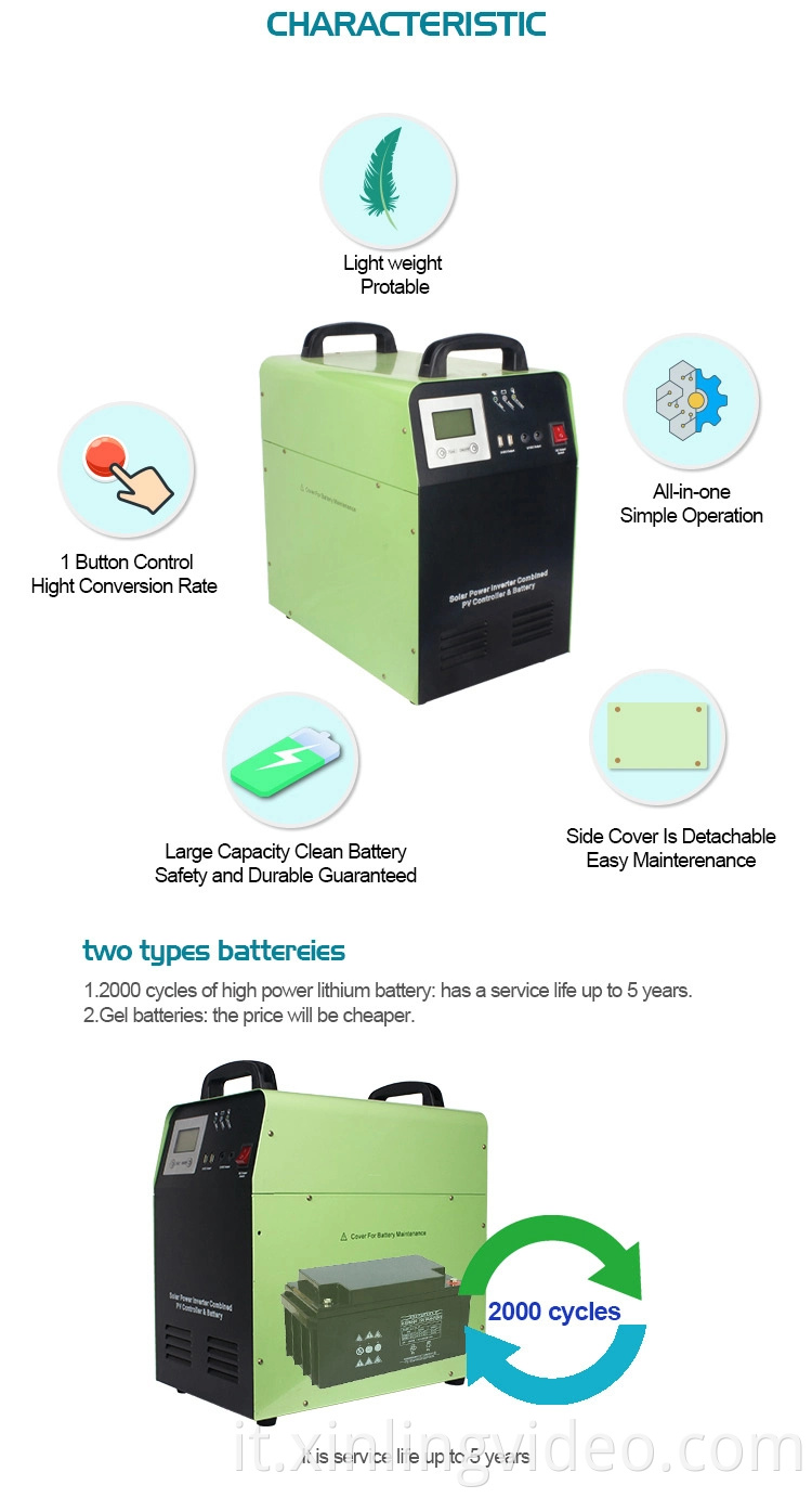 Sistemi di energia solare portatile Sistema di energia solare Generatore di case